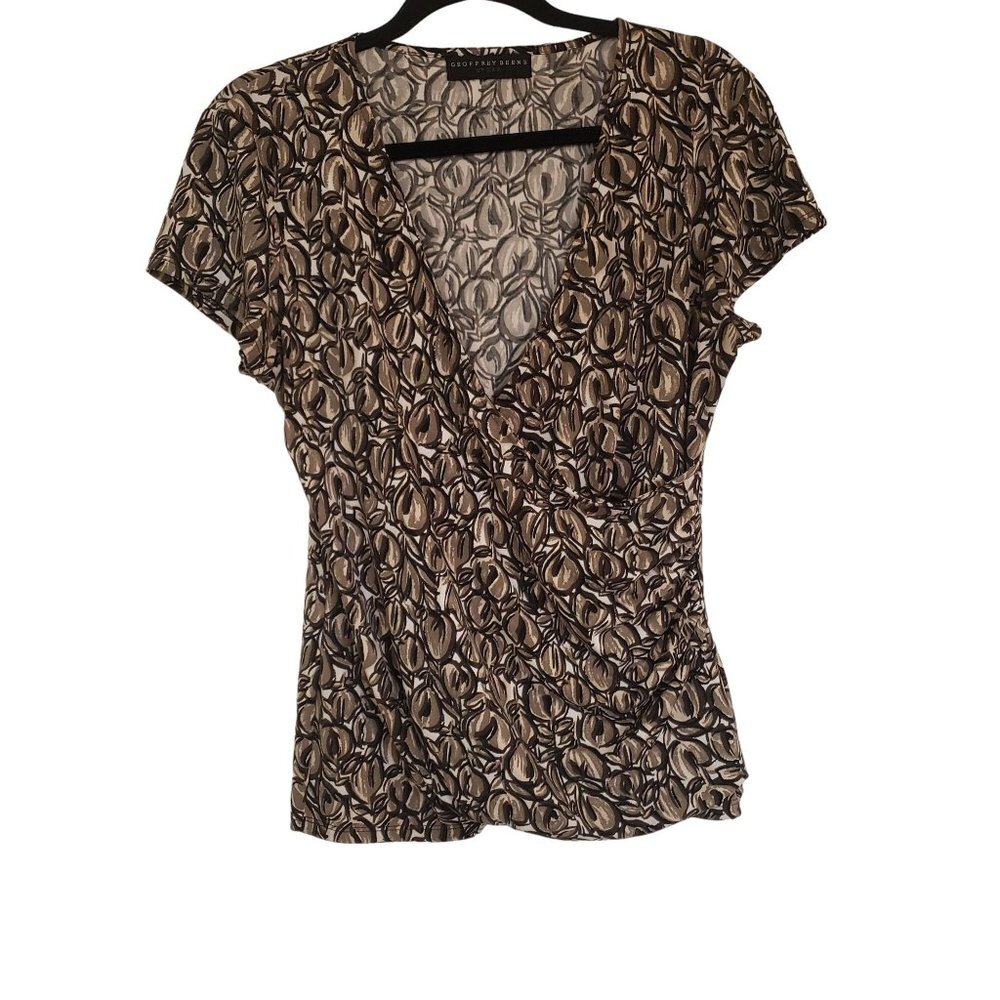 Geoffrey Beene Blouse‎ size xl faux wrap abstract print